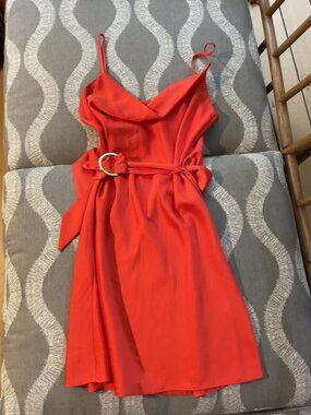 River Island Red Cowl Neck Slip Midi Dress 10 NWT
